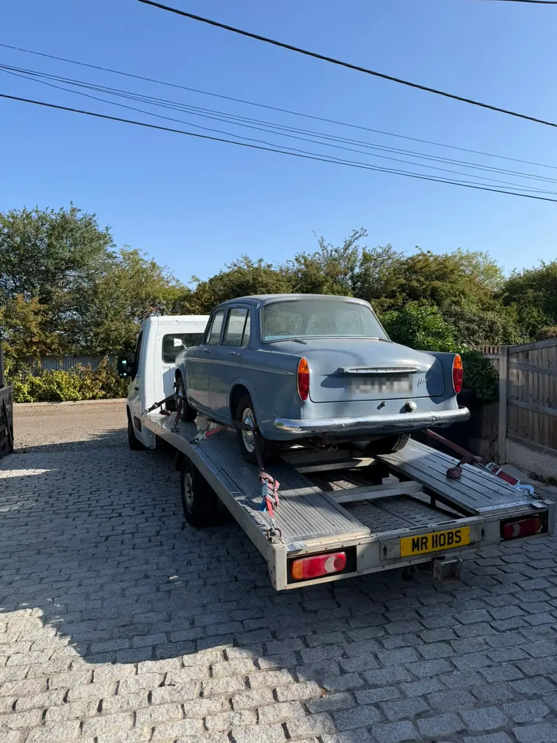 Classic 1960s Hillman Minx strapped onto the BHR recovery truck